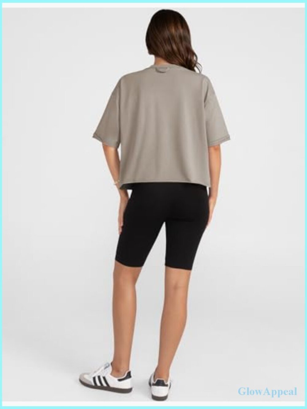 Oversized Crop Top Tee Short Sleeve Loose Fit Workout Casual - Picture 3 of 7